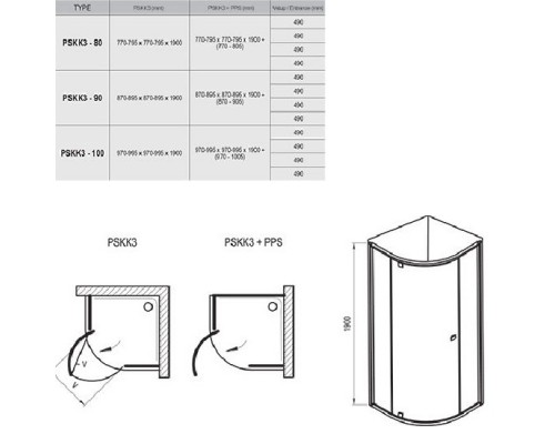 RAVAK 376AAU00Z1 Душевая кабина PSKK3- 100 Сатин TRANSPARENT