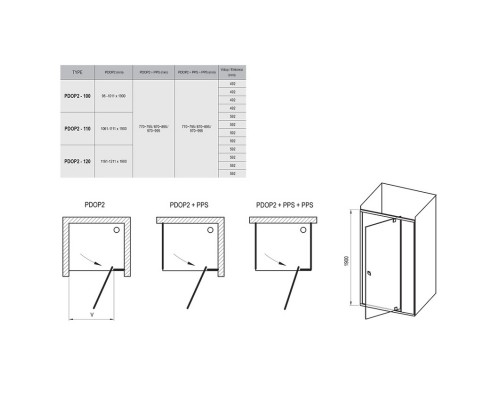 RAVAK 03GD0100Z1 Душевые двери PDOP 2 110 Белый / Хром TRANSPARENT