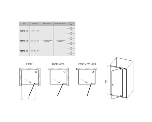 RAVAK 03GD0U00Z1 Душевые двери PDOP 2 110 Сатин TRANSPARENT