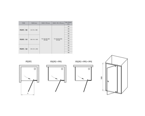 RAVAK 03GG0101Z1 Душевые двери PDOP 2 120 Белый / Белый TRANSPARENT