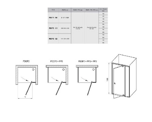 RAVAK 03GG0U00Z1 Душевые двери PDOP 2 120 Сатин TRANSPARENT
