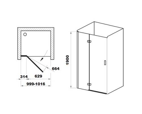 RAVAK 0SLABA00Z1 Душевые двери SMSD 2 100 B- L Хром TRANSPARENT