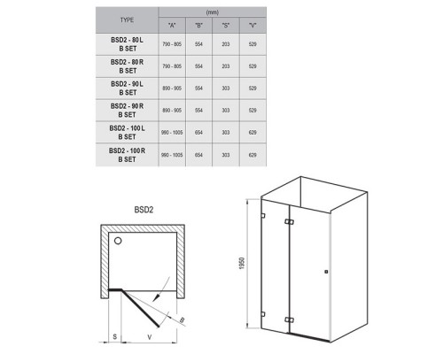 RAVAK 0ULAAA00Z1 Душевые двери BSD2-100 AL Хром TRANSPARENT (990-1005)