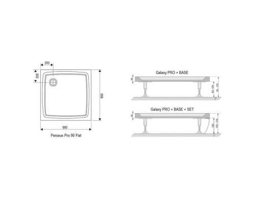 RAVAK XA037711010 Поддон PERSEUS PRO 90 Flat Белый (плоский)