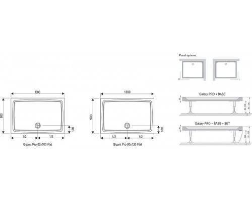 RAVAK XA03G711010 Поддон GIGANT PRO 120x90 Flat Белый (плоский)