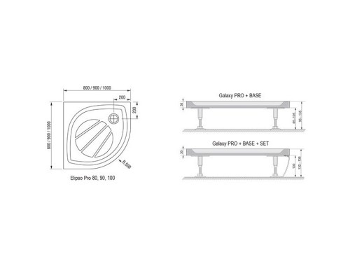 RAVAK XA237701010 Поддон ELIPSO PRO 90