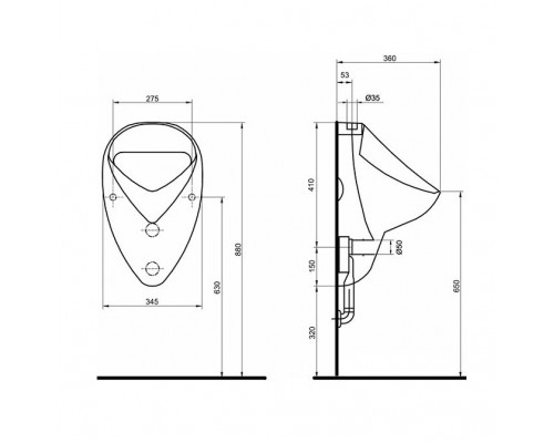 KOLO 26011000 NOVA PRO писсуар Felix, с верхним подводом воды, с вер/гор выпуском