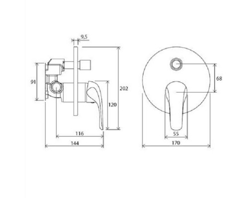 RAVAK X070050 RS 065.00 Смеситель скрыт. монтажа с переключателем для R-box