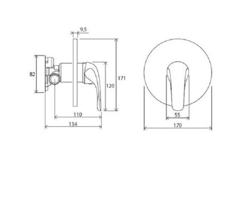 RAVAK X070049 RS 066.00 Смеситель скрыт. монтажа без переключателя для R-box