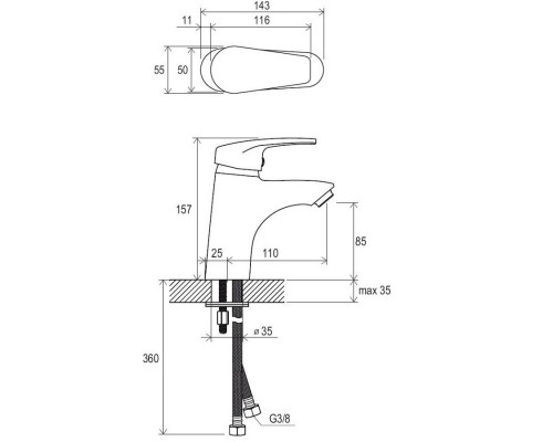 RAVAK X070023 NO 012.00 Смеситель для умывальника