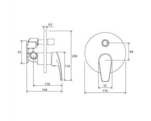 RAVAK X070045 NO 065.00 Смеситель скрыт. монтажа с переключателем для R-box