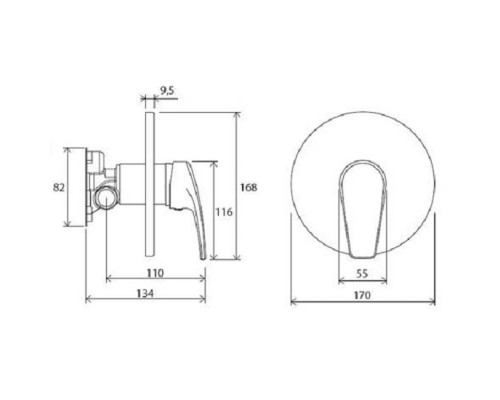 RAVAK X070044 NO 066.00 Смеситель скрыт. монтажа без переключателя для R-box