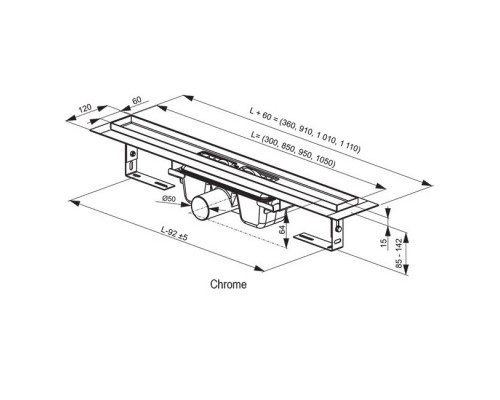 RAVAK X01427 Душевой канал Chrome 850 - нержавеющая сталь