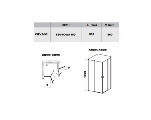 RAVAK 1QV70U00Z1 Душевая кабина CRV2- 90 Сатин TRANSPARENT