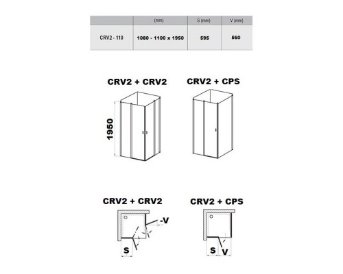 RAVAK 1QVG0100Z1 Душевая кабина CRV2- 120 Белый TRANSPARENT