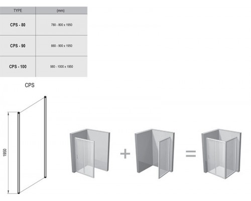 RAVAK 9QVA0U00Z1 Неподвижная стенка для душа CPS-100 Сатин TRANSPARENT