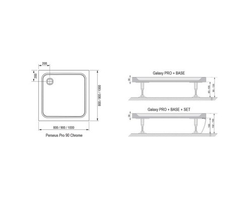 RAVAK XA047701010 Поддон PERSEUS PRO- 90 CHROME Белый