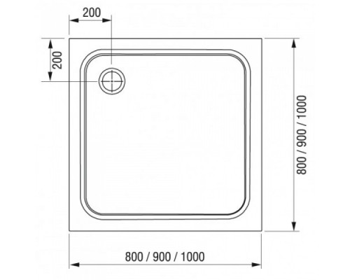 RAVAK XA04AA01010 Поддон PERSEUS PRO-100 CHROME Белый