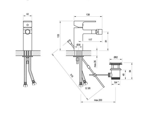 RAVAK X070055 CR 055.00 Смеситель для биде с открыванием стока