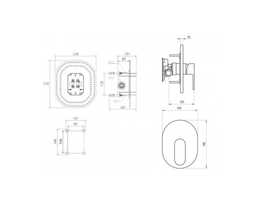 RAVAK X070056 CR 065.00 Смеситель скрыт. монтажа с переключателем для R-box