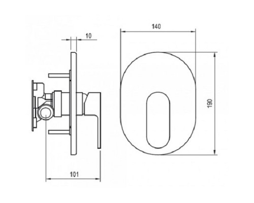 RAVAK X070057 CR 066.00 Смеситель скрыт. монтажа без переключателя для R-box