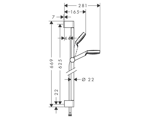 HANSGROHE Crometta 26533400 душевая стойка 0,65 м, белый/хром (стойка+лейка+шланг)