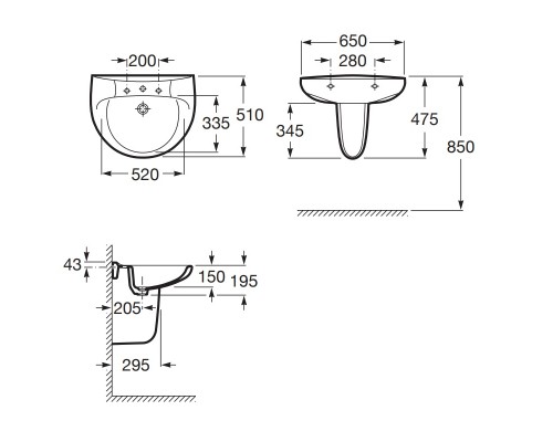 ROCA A325391000 Victoria раковина, розмір 650x510 мм, без коробки