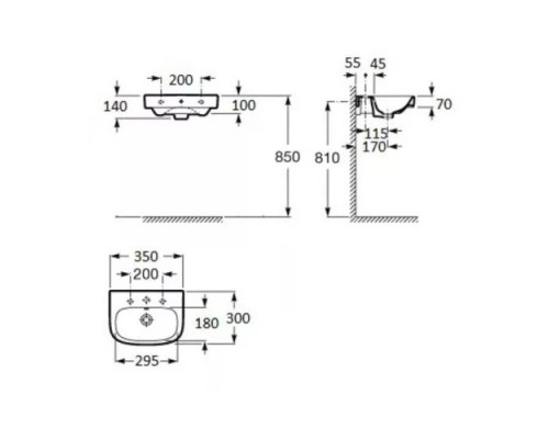 ROCA Debba міні-раковина с/о 350х300 мм,