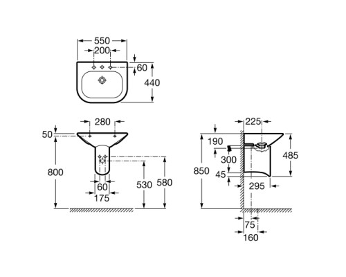 ROCA A327642000 Nexo раковина, розмір 550x440 мм, з комплектом кріплень