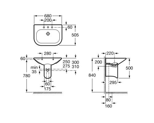 ROCA A327640000 Nexo раковина, розмір 680x500 мм, з комплектом кріплень