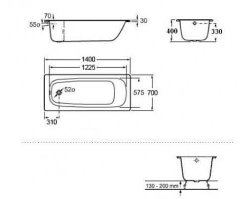ROCA A236160000 Ванна стальная ROCA CONTESSA 140x70 б/н (Испания)