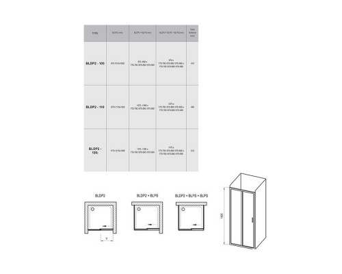 RAVAK 0PVA0100Z1 Душевые двери BLDP2- 100 Белый TRANSPARENT