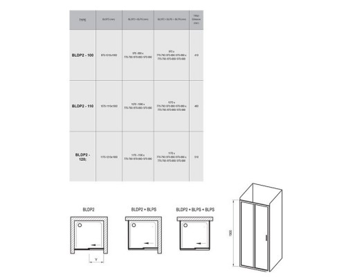 RAVAK 0PVG0U00Z1 Душевые двери BLDP2- 120 Сатин TRANSPARENT