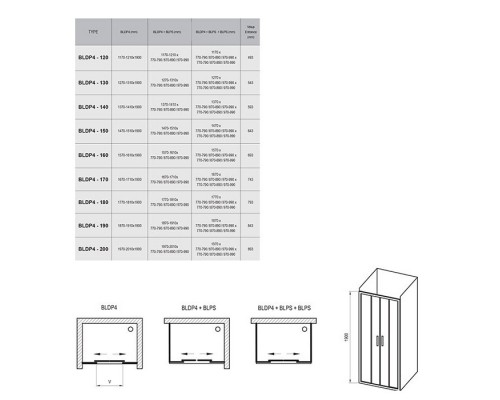 RAVAK 0YVG0C00Z1 Душевые двери BLDP4- 120 Полир.алюм. TRANSPARENT