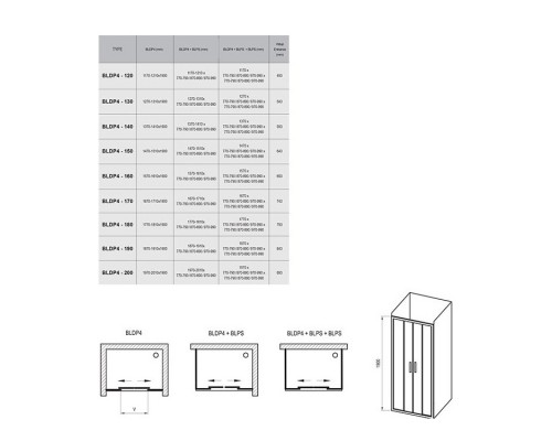 RAVAK 0YVP0100Z1 Душевые двери BLDP4- 150 Белый TRANSPARENT