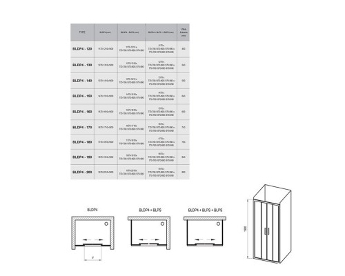 RAVAK 0YVV0U00Z1 Душевые двери BLDP4- 170 Сатин TRANSPARENT