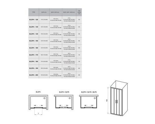 RAVAK 0YVY0100Z1 Душевые двери BLDP4- 180 Белый TRANSPARENT