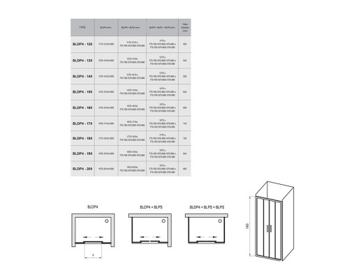 RAVAK 0YVY0C00Z1 Душевые двери BLDP4- 180 Полир.алюм. TRANSPARENT