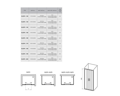 RAVAK 0YVK0100Z1 Душевые двери BLDP4- 200 Белый TRANSPARENT