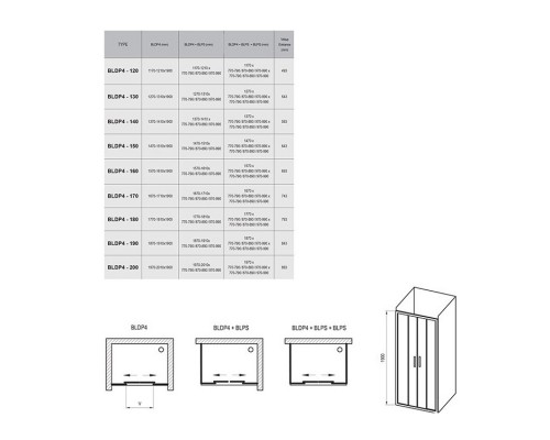 RAVAK 0YVK0C00Z1 Душевые двери BLDP4- 200 Полир.алюм. TRANSPARENT