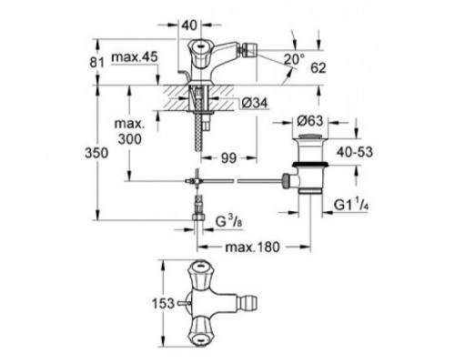 GROHE Costa L Смеситель для биде, двухвентильный 24480001