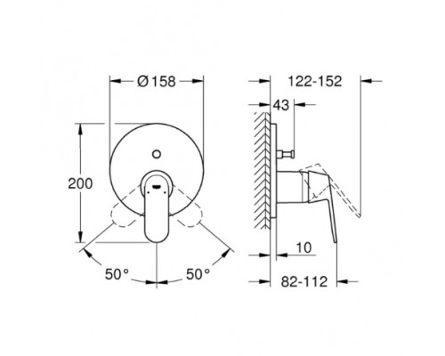 GROHE Eurosmart Cosmopolitan Смеситель для душа, однорычажный