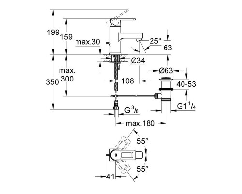 GROHE Quadra Смеситель для раковины, однорычажный 32631000
