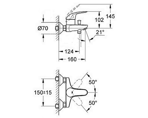 GROHE Euroeco Смеситель для ванны, однорычажный 23270000