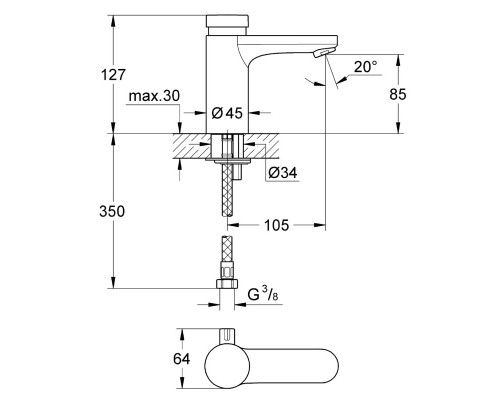 GROHE Eurosmart Cosmopolitan 36317000 смеситель для раковины поционно нажимной