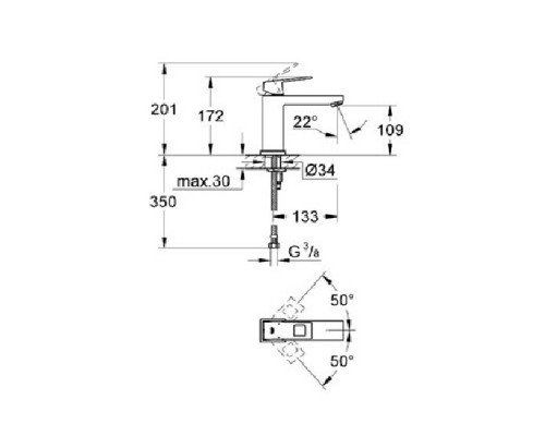 GROHE Eurocube 23446000 смеситель для умывальника без донного клапана