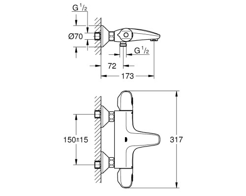 GROHE Grohtherm 1000 34155003 смеситель термостатический для ванны
