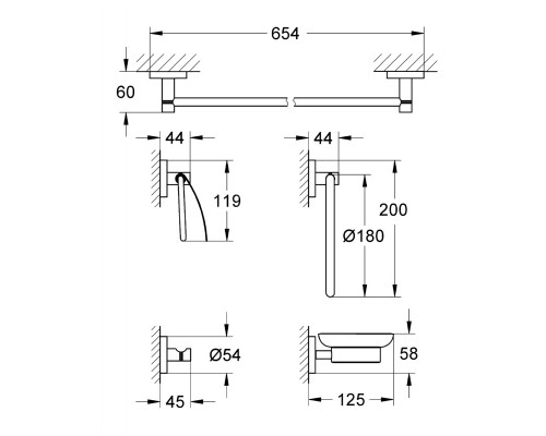 GROHE Essentials 40344001 (старый арт. 40344000) набор аксессуаров