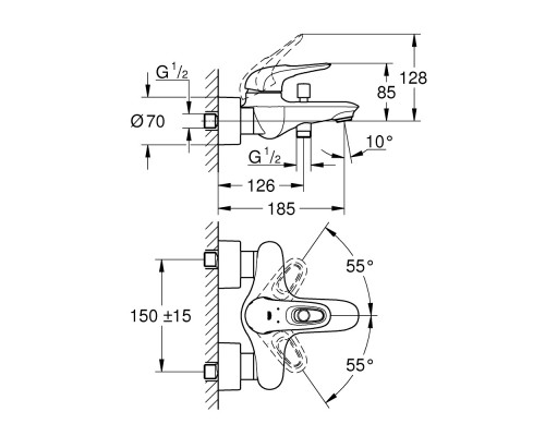 GROHE Eurostyle 33591003 смеситель для ванной
