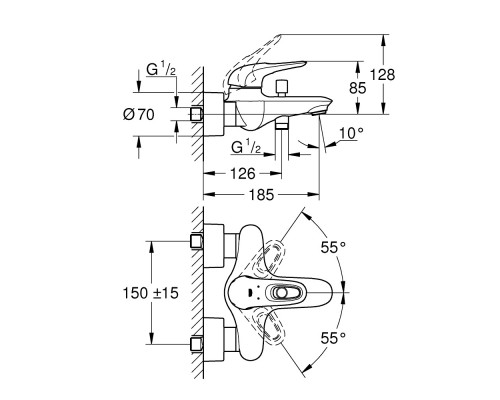 GROHE Eurostyle 33591LS3 смеситель для ванной (белый)